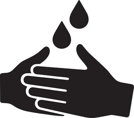 Hygiene focused vector showing handwashing silhouette under running water, ideal for health, safety, and cleanliness themes.