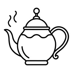 Elegant Teapot with Steam – Single Line Art Vector Illustration – Minimalist Kitchen Icon for Tea Branding, Café Graphics, Beverage Design, and Home Decor or Culinary-Themed Projects
