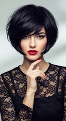 Black Bob, Red Lips: Stunning Beauty Portrait