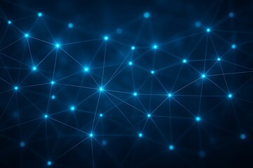 Fototapeta premium Abstract network of glowing blue nodes connected by thin lines on a dark background