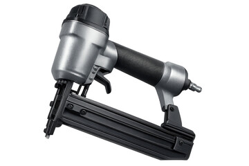 Pneumatic nail gun, powerful construction tool isolated on transparent background