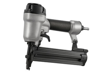 Pneumatic nail gun isolated on transparent background for carpentry use.