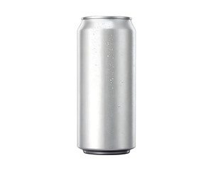 Silver aluminum can mockup cold drink beverage container design on transparent background