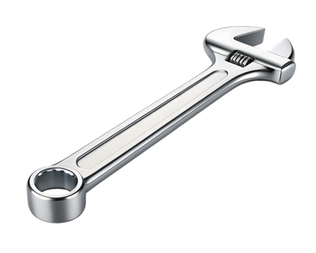 Adjustable wrench spanner tool equipment for repair and diy jobs on transparent background