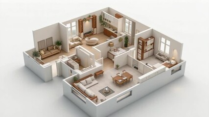 Detailed 3D Architectural Visualization: Modern Apartment Floor Plan Design - Powered by Adobe