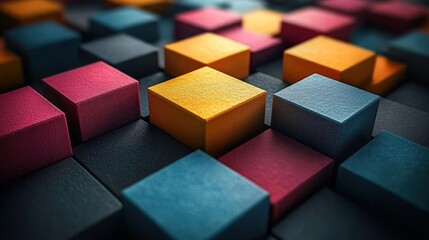 Obraz premium Colorful, textured cubes in a grid pattern