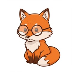 Fototapeta premium Cute Orange Fox Wearing Glasses Illustration