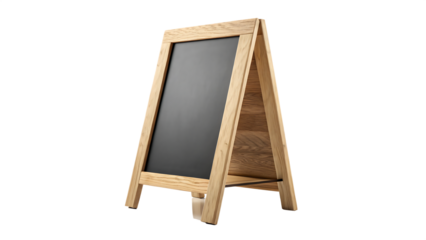 Wooden a frame chalkboard sidewalk sign for restaurant menu on transparent background
