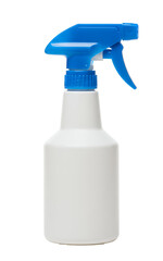 Plastic Spray Bottle With Blue Trigger Sprayer For Cleaning Solutions And Water PNG Isolated On Transparent Background