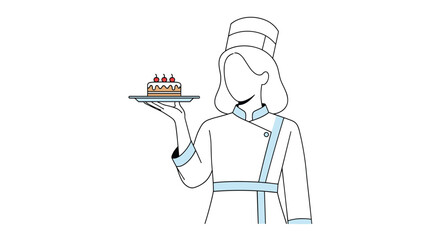 Skilled Baker Presents a Beautifully Decorated Slice of Cake on a Serving Plate with Fresh Berries