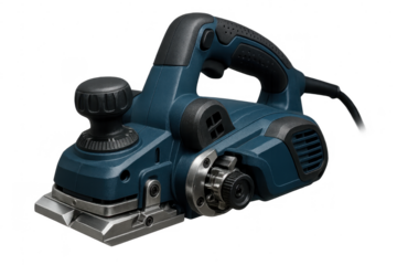 Electric wood planer isolated on a transparent background, power tool for carpentry