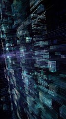 Neon Abstract: 3D Rendered Data Visualization and Tech Network Display