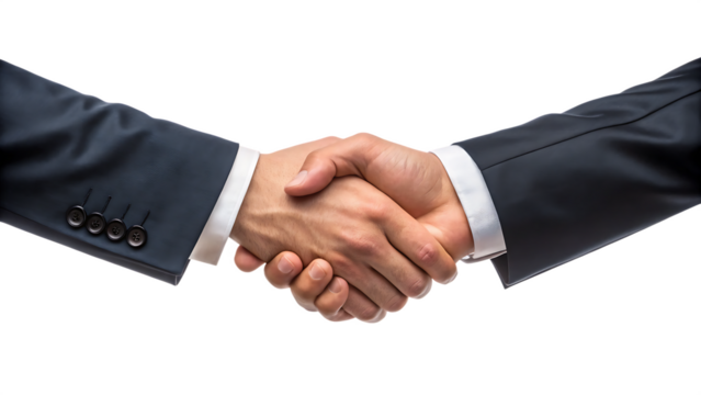 Business handshake showing agreement and partnership between people in formal attire