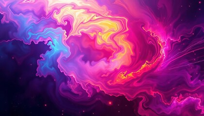 Fototapeta premium Abstract swirling nebula-like image, vibrant colors, colorful, psychedelic