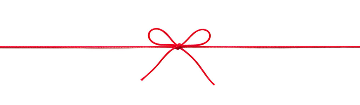 A Simple Red Bow Tied Around a Thin Red Line Across a Black Background