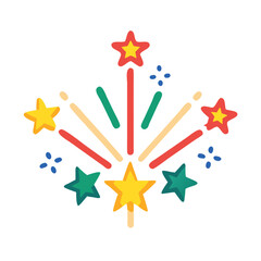 Fireworks icon with stars in red, yellow, and green