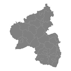Obraz premium High Quality map of Rhineland Palatinate is a state of Germany, with borders of the districts