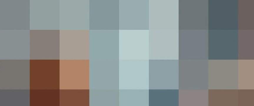 Bearded, bare-chested figure wrapped in towel admires reflection in modern bathroom mirror,  content,  modern