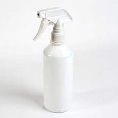 Unmarked white trigger spray bottle, ready for branding and diverse household or commercial uses.