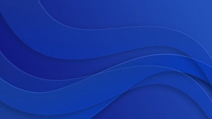 Blue 3d transparent waves on blue background. Wavy wallpaper