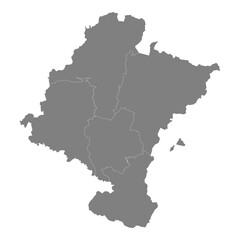 High Quality map of Navarre is a state of Spain, with borders of the districts
