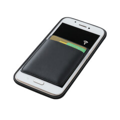 Smartphone with card holder isolated on transparent background