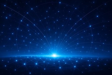 Fototapeta premium Global network connections spreading outward from a bright central light