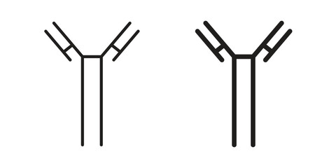 Antibody icon. Flat and stroke versions. Graphic elements.