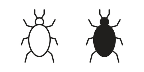 Bedbug icon. Flat and stroke versions. Graphic elements.