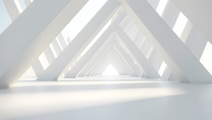 Abstract white architecture background interior design modern building structure tunnel space