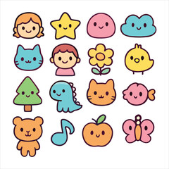 cartoon animal icons set