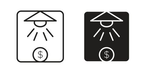 Business incubator icon. Flat and stroke versions. Graphic elements.