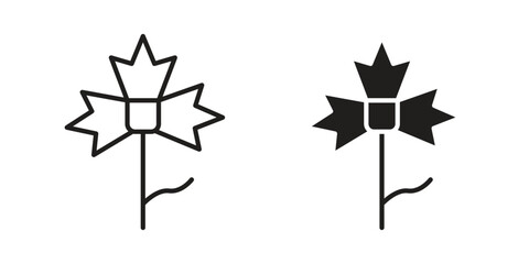 Carnation icon. Flat and stroke versions. Graphic elements.
