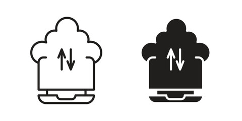 Cloud computing icon. Flat and stroke versions. Graphic elements.