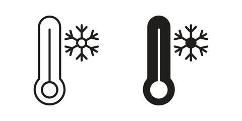 Cold icon. Flat and stroke versions. Graphic elements.