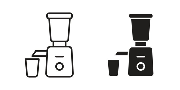 Cold pressed juicer icon. Flat and stroke versions. Graphic elements.