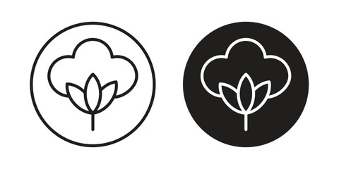 Cotton icon. Flat and stroke versions. Graphic elements.