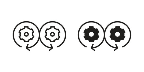 Devops icon. Flat and stroke versions. Graphic elements.