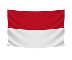 Realistic hanging flag of Monaco. Empty  fabric banner illustration design.