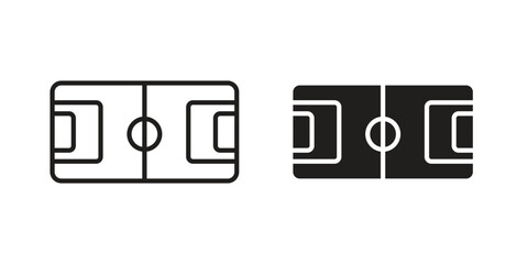 Football field icon. Flat and stroke versions. Graphic elements.