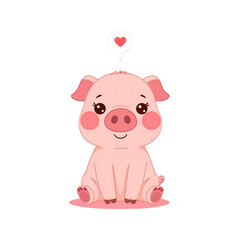 Obraz premium Adorable Pink Piglet Illustration Cute Cartoon Animal Design