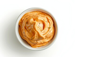 Ultra Quality Image of White Bowl with Chipotle Aioli Made with Mayonnaise and Lime Juice
