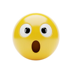Fototapeta premium Astonished yellow emoji with wide eyes and open mouth on black background conveys shock, surprise, and amazement.