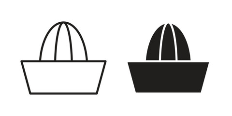 Hand Juicer icon. Flat and stroke versions. Graphic elements.