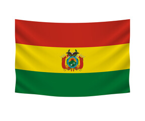 Realistic hanging flag of Bolivia. Empty  fabric banner illustration design.