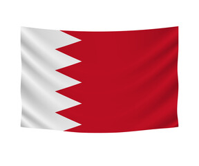 Realistic hanging flag of Bahrain. Empty  fabric banner illustration design.