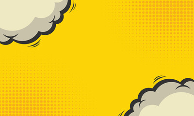 yellow vintage comic background with cloud and dot halftone