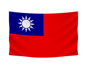 Realistic hanging flag of Taiwan. Empty  fabric banner illustration design.