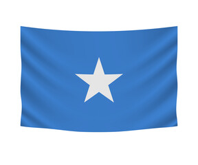 Realistic hanging flag of Somalia. Empty  fabric banner illustration design.