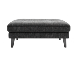 Dark gray upholstered ottoman isolated on transparent background